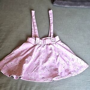 Pink flower skirt with straps and pockets